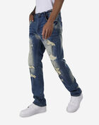PNA 5 Pocket Rip and Repair Straight Jeans DECWB409-DKBLU Blue 2