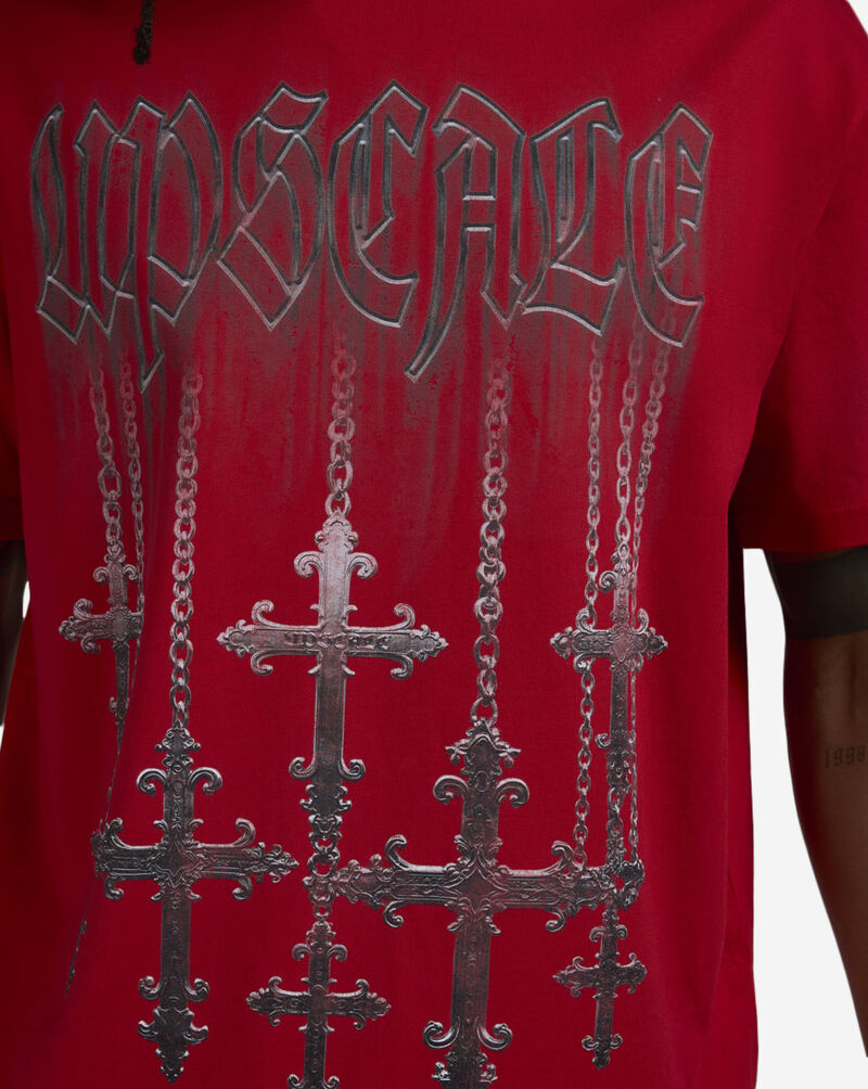 Upscale Chrome Hanging Crosses Tee MTUS524-00491 Red 3