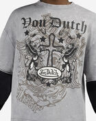Von Dutch Fleece Cross Logo Long Sleeve Boxy 2-Fer Tee 4VND5A3536-CHA Grey 4