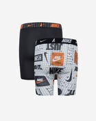 Nike Big Kids' 2PK Printed Long Boxer Briefs 9N1222-001 Black 3