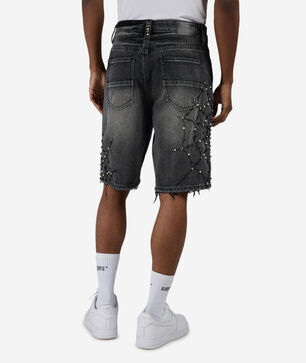 Spider Embellished Denim Shorts