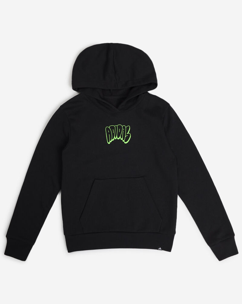 adidas Boys' Puff Multi Logo Back Hit Fleece Hoodie AA10721-AK04 Black 1