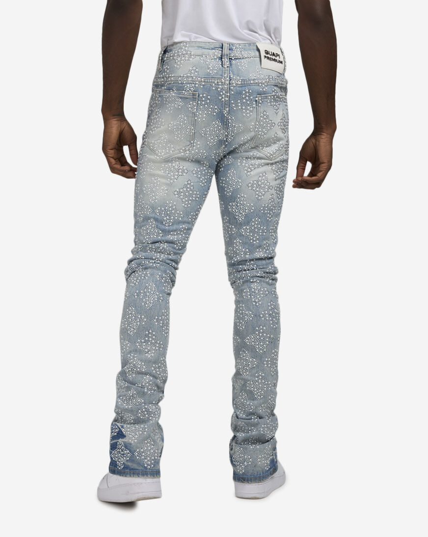 パンツ GUAPI AQUA BLUE ICON EMBELLISHED DENIM Aqua Blue Icon Denim V2 - Guapi Clothing