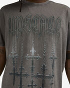 Upscale Chrome Hanging Crosses Acid Washed Tee MTUS524A-02726 Grey 3