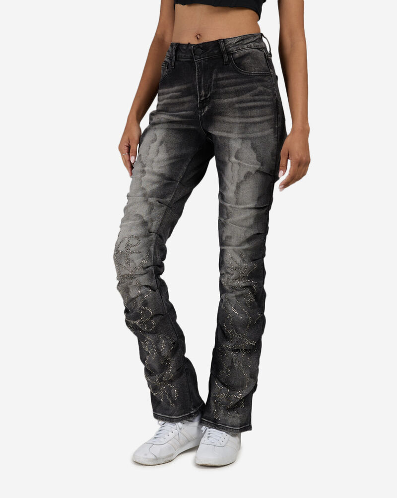 Smoke Rise Stacked Whisker Rhinestone Denim RJP26S403SN-LASSOGREY Black 1