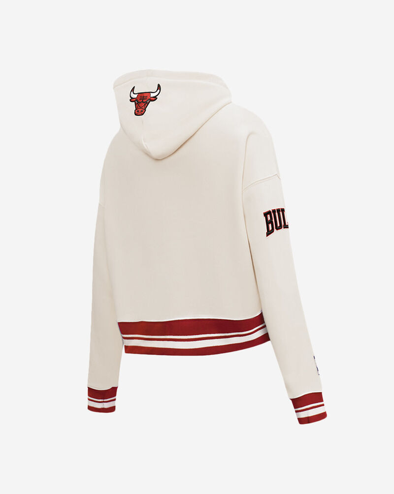 PRO STANDARD Chicago Bulls Retro Classic Rib Fleece Cropped Pullover Hoodie BCBC56221-ERD cream 3