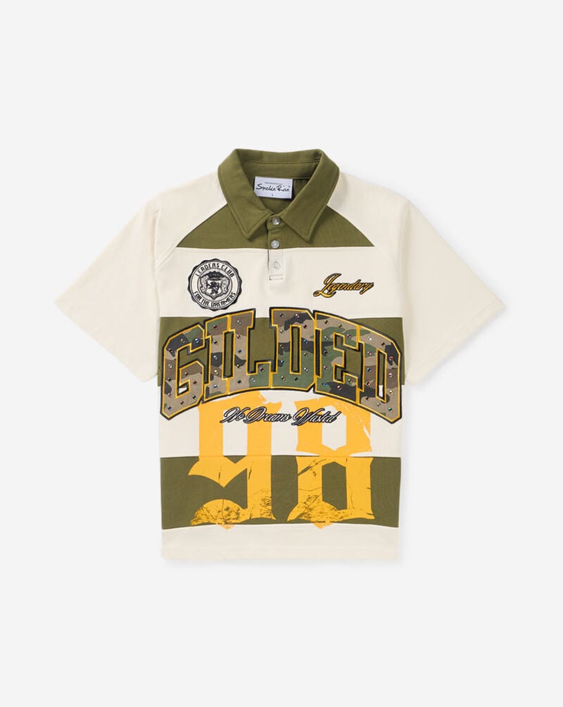 Smoke Rise Kids' Striped Rugby Polo Tee BKT26S469SN-LODENGREEN Green 1