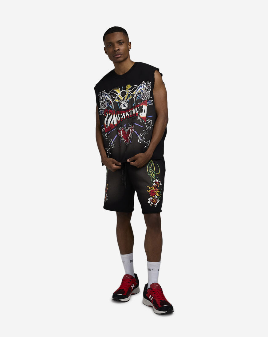 使い勝手の良い Terry Printed Rise Smoke Shop Shorts black KS25264SN-BLK 洋楽