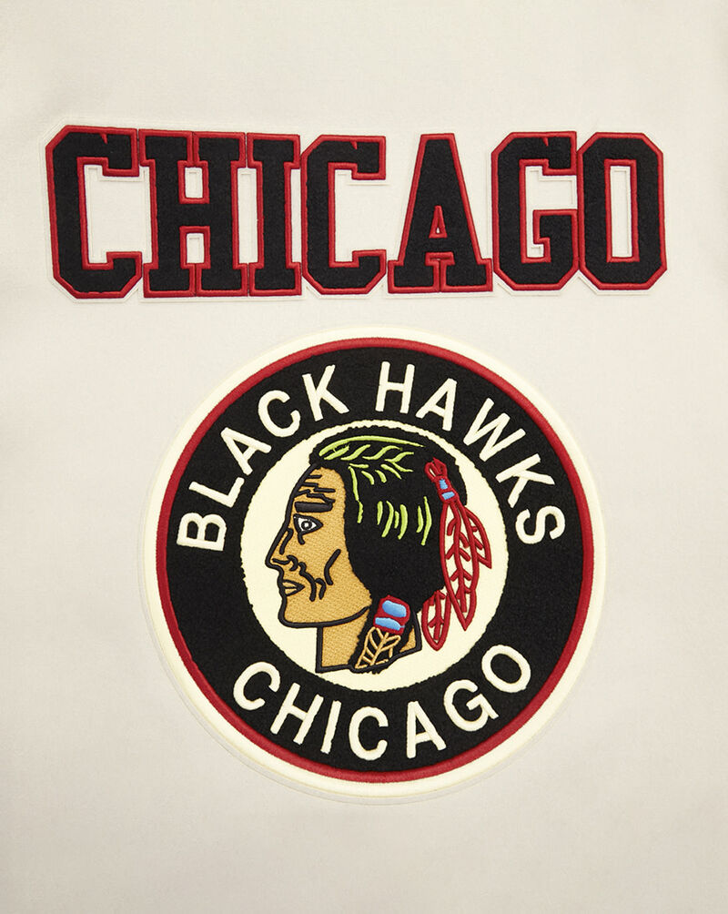 PRO STANDARD Chicago Blackhawks Retro Classic Rib Wool Varsity Jacket HCB667542-EBK cream 2