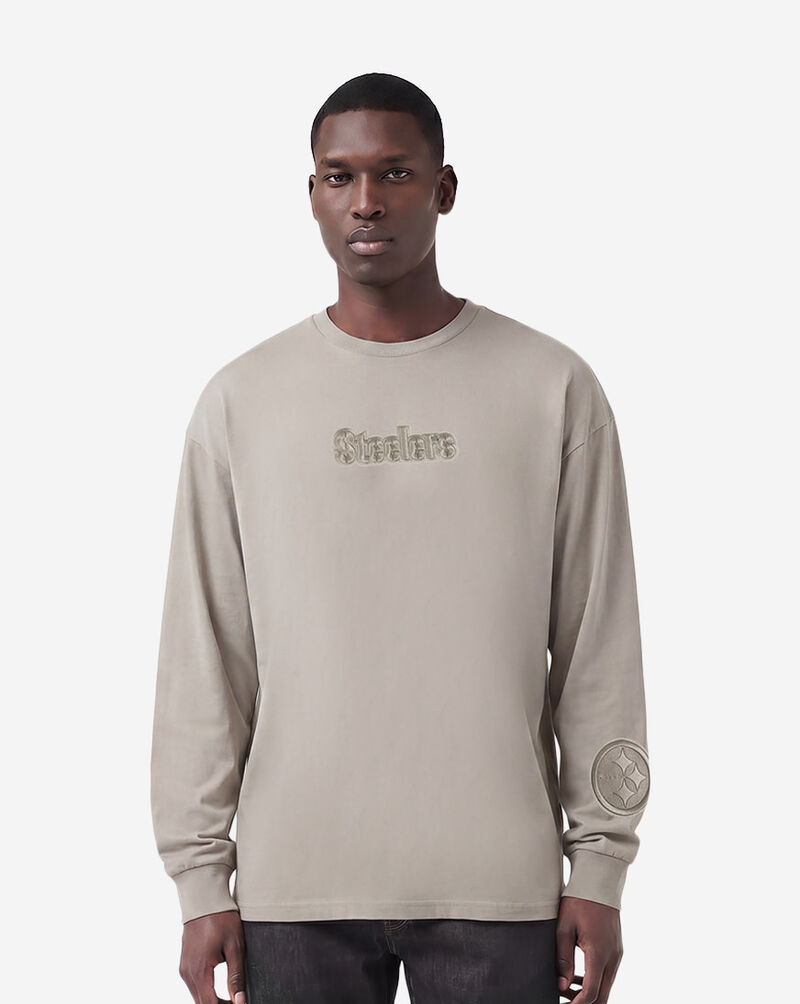 PRO STANDARD Pittsburgh Steelers Wingspam Drop Shoulder Long Sleeve Tee FPS2410446-TAU Beige 1
