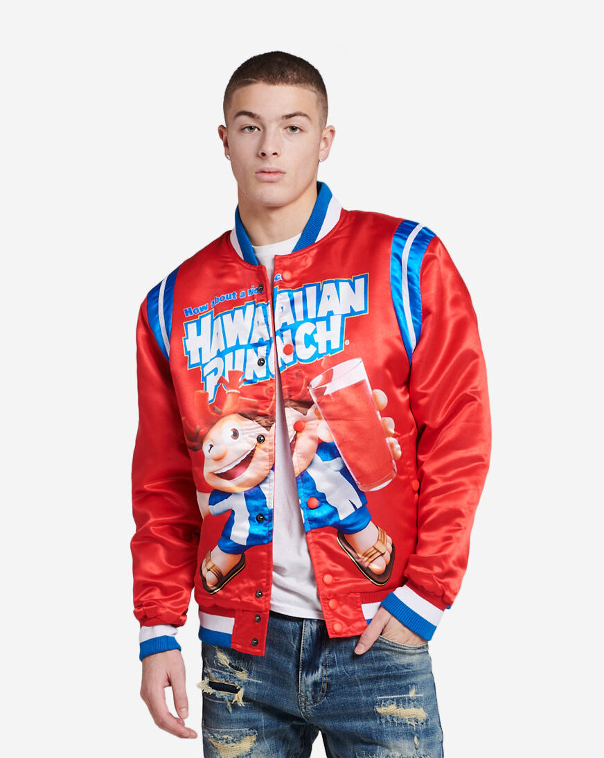Shop Boondocks Hawaiian Punch Satin Jacket OWM1ZPKKRG-RED red