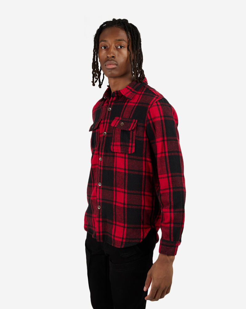 CALIBER DENIM MEN APPAREL Plaid Flap Pocket Flannel Shirt C13162-RED Red 2