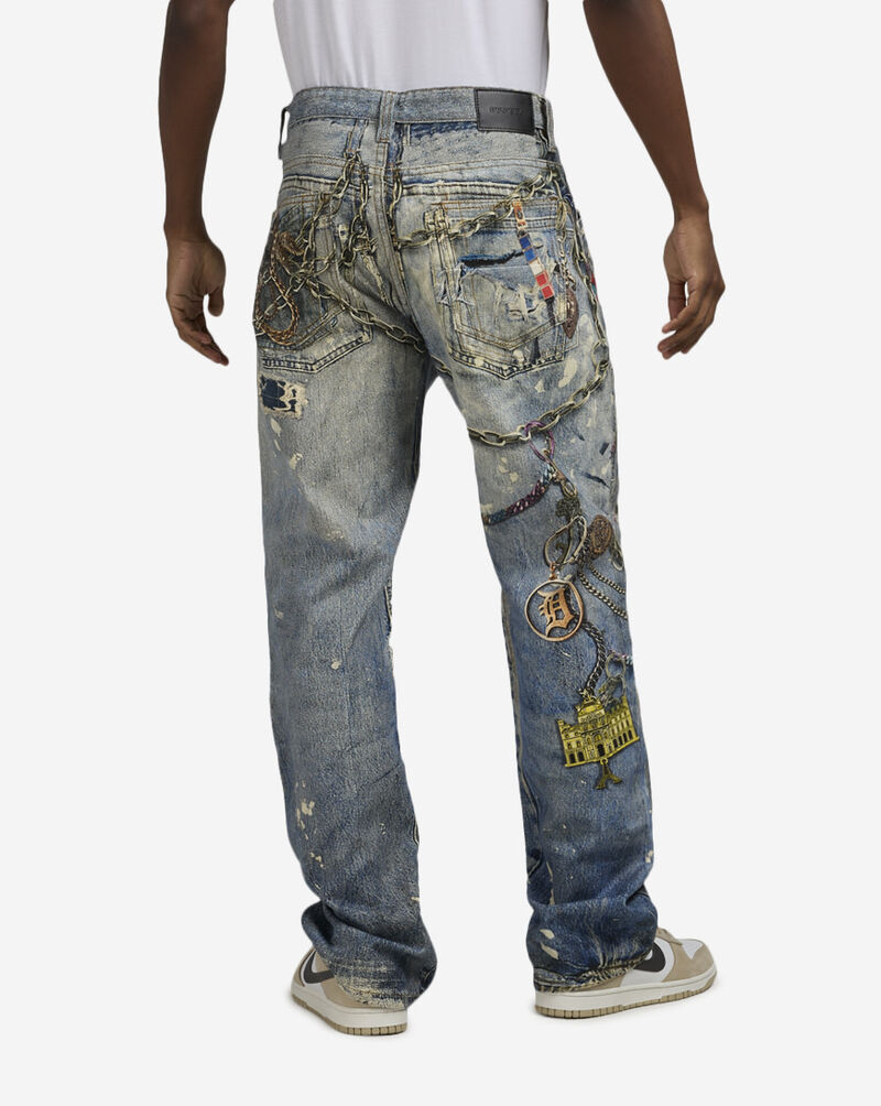 Decibel 5-Pocket Printed  Denim Jeans DECWB478-IND Grey 2