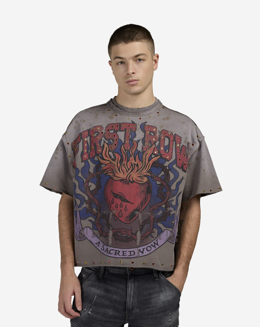 Shop First Row A Silent Promise Cropped Tee FRM3041-GRY grey