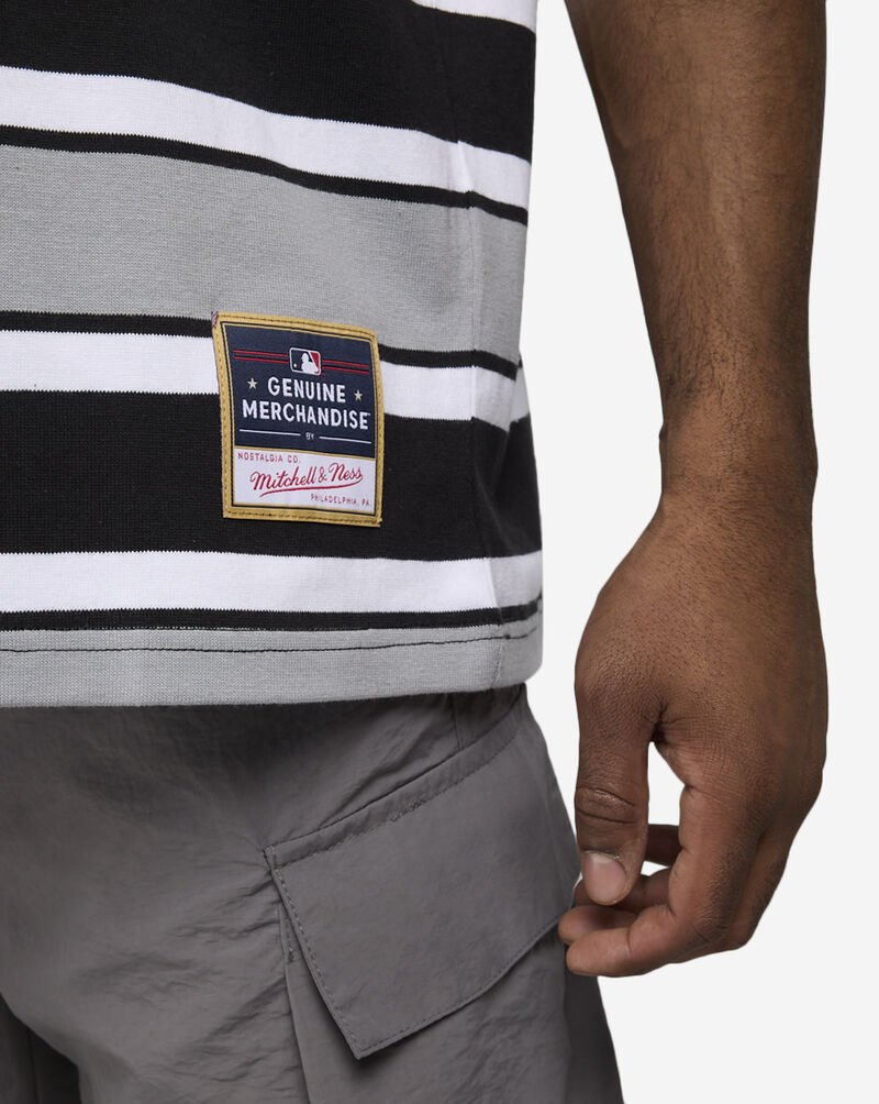 Mitchell  Ness Atlanta Braves Striped T-Shirt SS10114-ABRBLCK Black 3