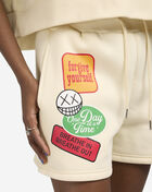 First Row Graphic Patch Fleece Shorts FRLB2557 Beige 3