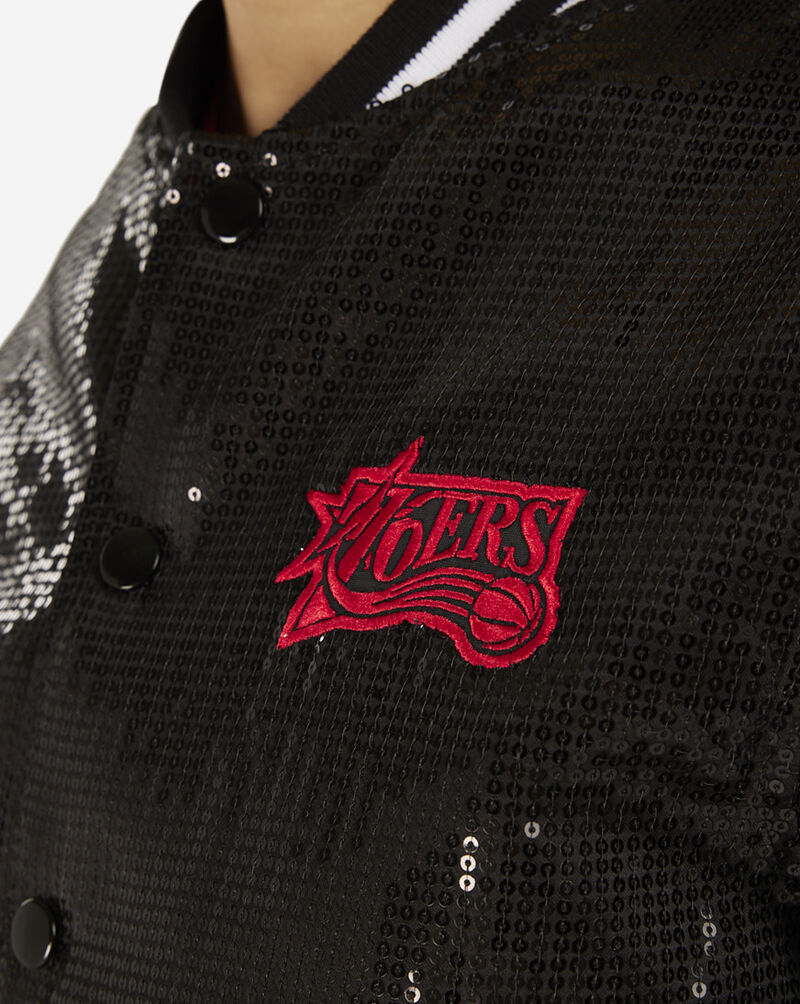 Mitchell  Ness Philadelphia 76ers NBA Sequin Varsity Jacket OJBF6831-P76YYPPPBLCK Black 4