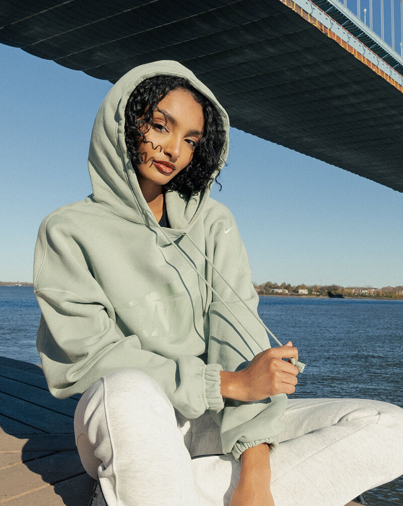 Nike NSW Oversized Cropped French Terry Pullover Hoodie FV7777-370 Green 4