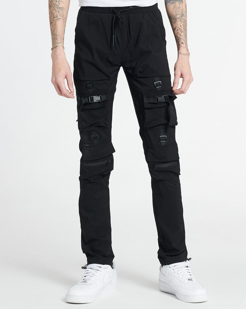 Shop Decibel Buckle Strap Cargo Pants HD21B999BLK black SNIPES USA