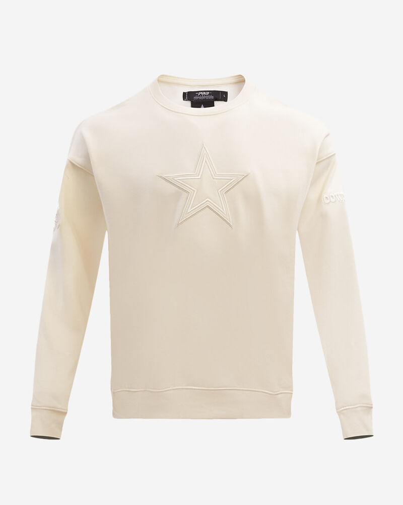 PRO STANDARD Dallas Cowboys Neutral Drop Shoulder Fleece Crewneck FDC544498-EGG White 1