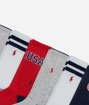 USA 6Pk Crew Socks (L)