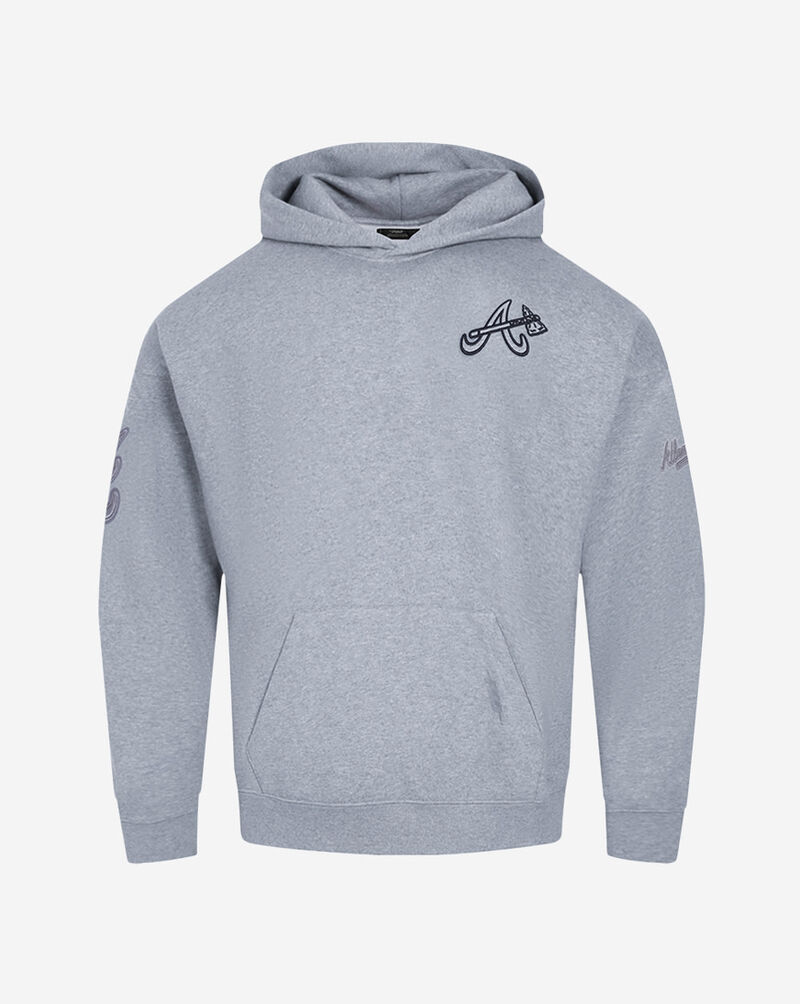PRO STANDARD Atlanta Braves Neutral Drop Shoulder Fleece Pull Over Hoodie LAB536998-DHG Grey 1