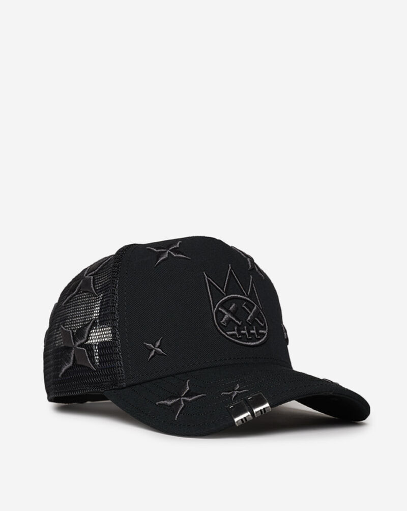 Cult of Individuality Logo Mesh Back Star Embroidery Trucker Hat 626AC-CH58A Black 1