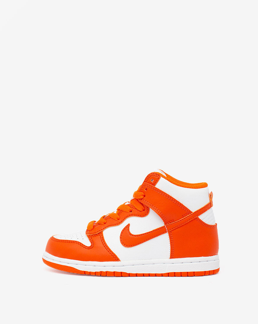 orange white and black nike high tops