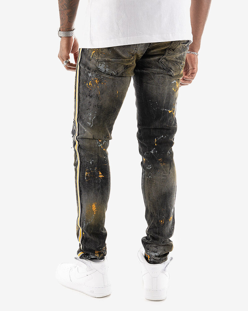 black side stripe jeans mens