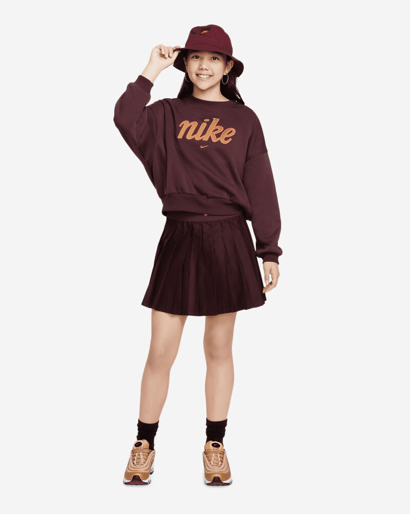 Nike Girls'  NSW Club Fleece Graphics Crew FZ5566-652 Red 4