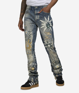 Stacked Doodle Multi Patch Jean