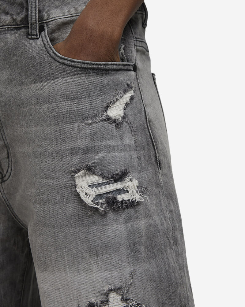 Smoke Rise Skater Fit Denim Shorts JS25423SNZ-BLK Grey 3