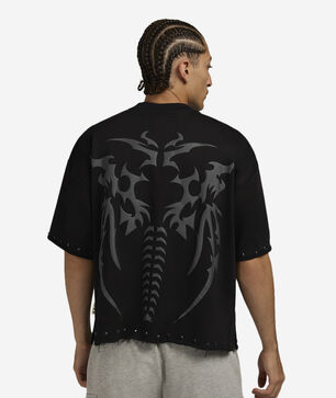 Skeleton Print Terry Cropped Tee