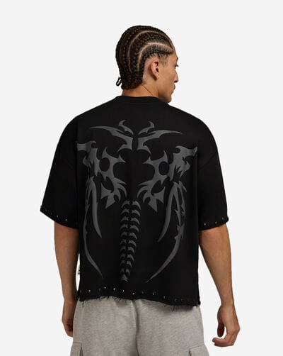 Skeleton Print Terry Cropped Tee Skeleton Print Terry Cropped Tee