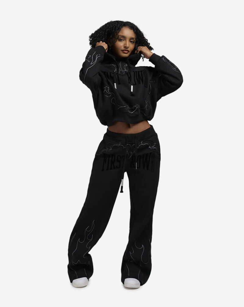 First Row Western Fleece Wide Leg Sweatpants FRLB2478S-BLK Black 4