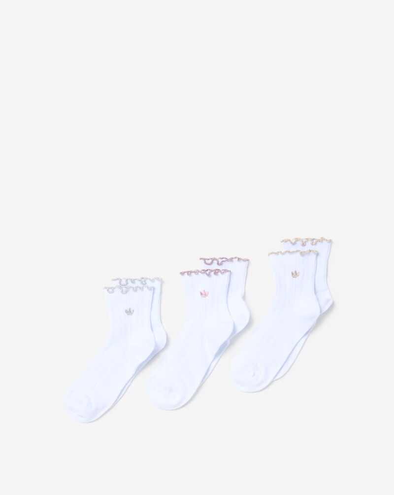 adidas Originals Ruffle 3-Pack Quarter Socks KL3631B White 1