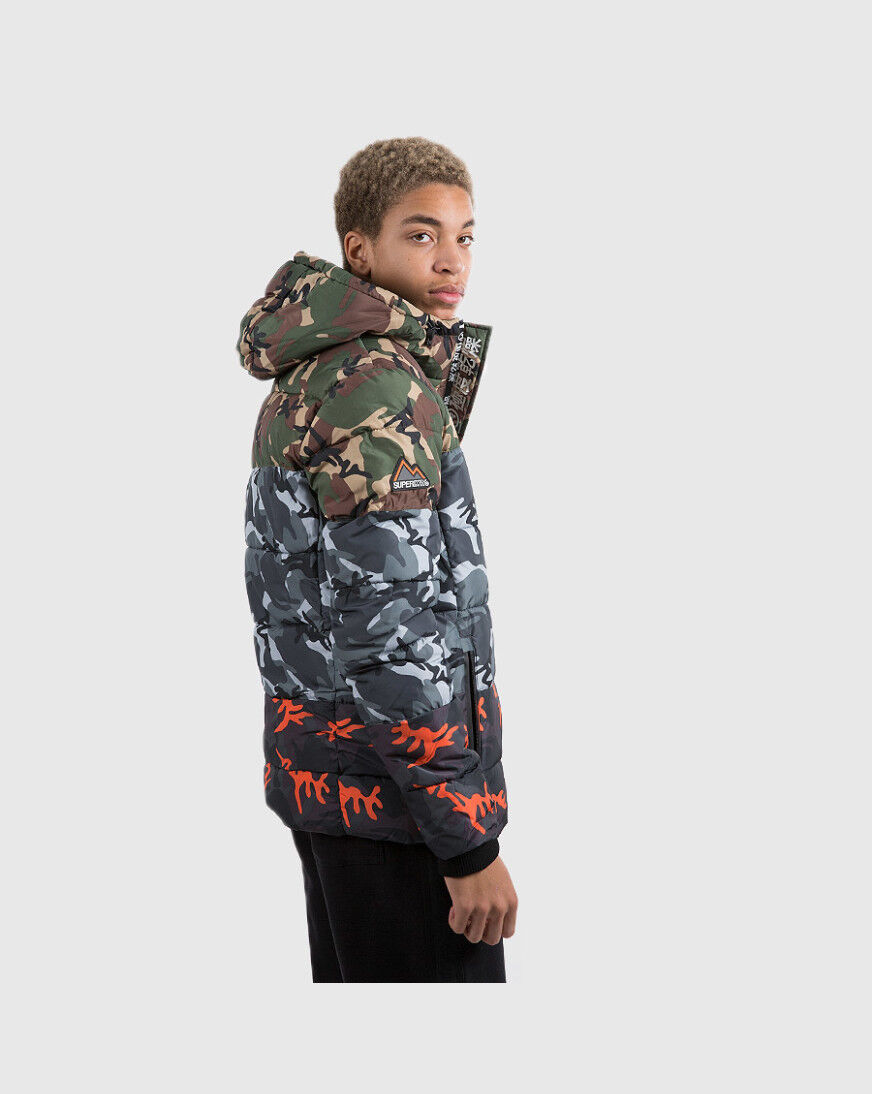 Shop Superdry Camo Mix Sports Puffer 