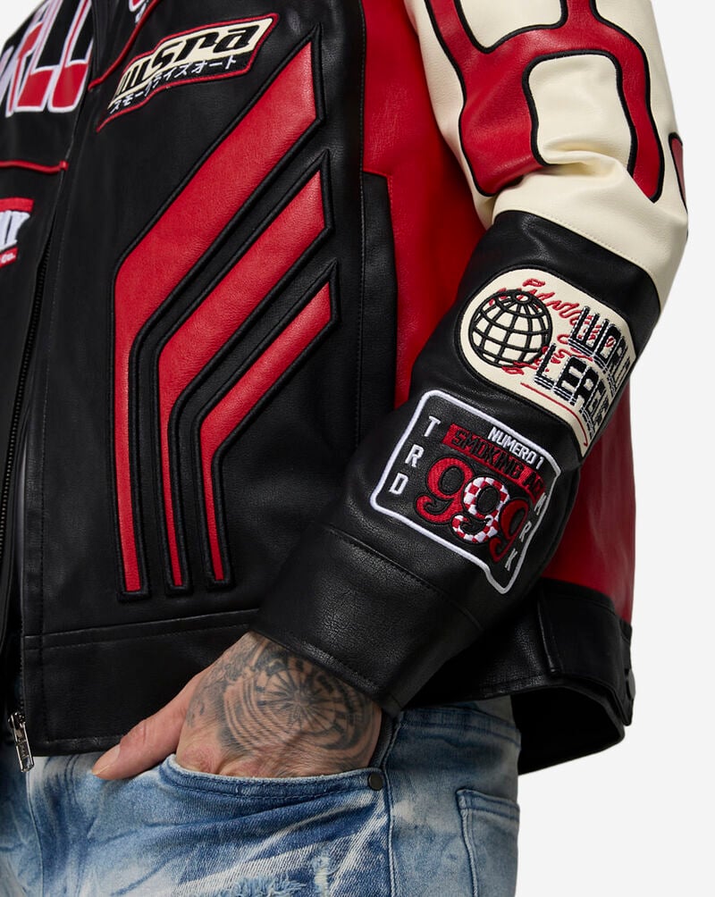 Smoke Rise PU Racing Jacket OJ24688SN-RED Red 3