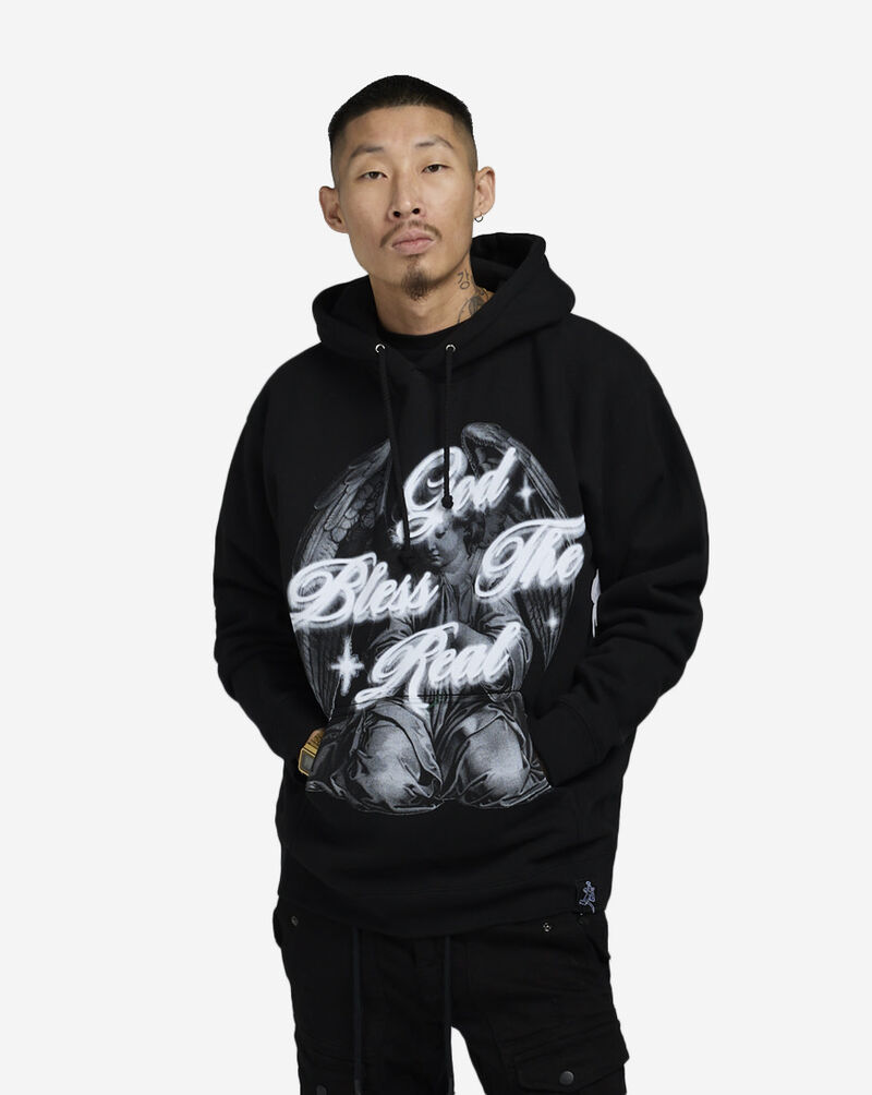 Hasta Muerte Praying Angel Hoodie HMPRYANGELHD-BLK Black 1