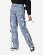 Metallic Cargo Denim Jeans