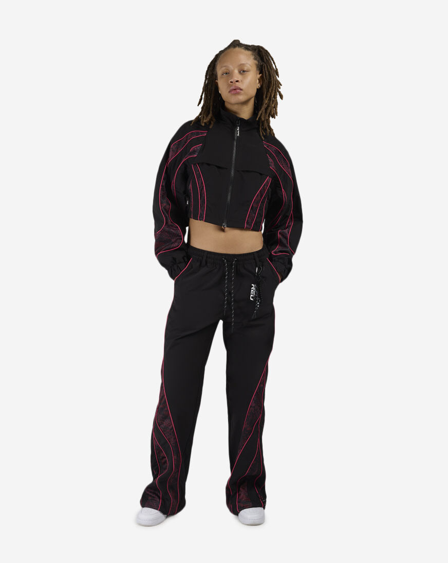 Shop Smoke Rise Wide Leg Mesh Insert Woven Track Pants