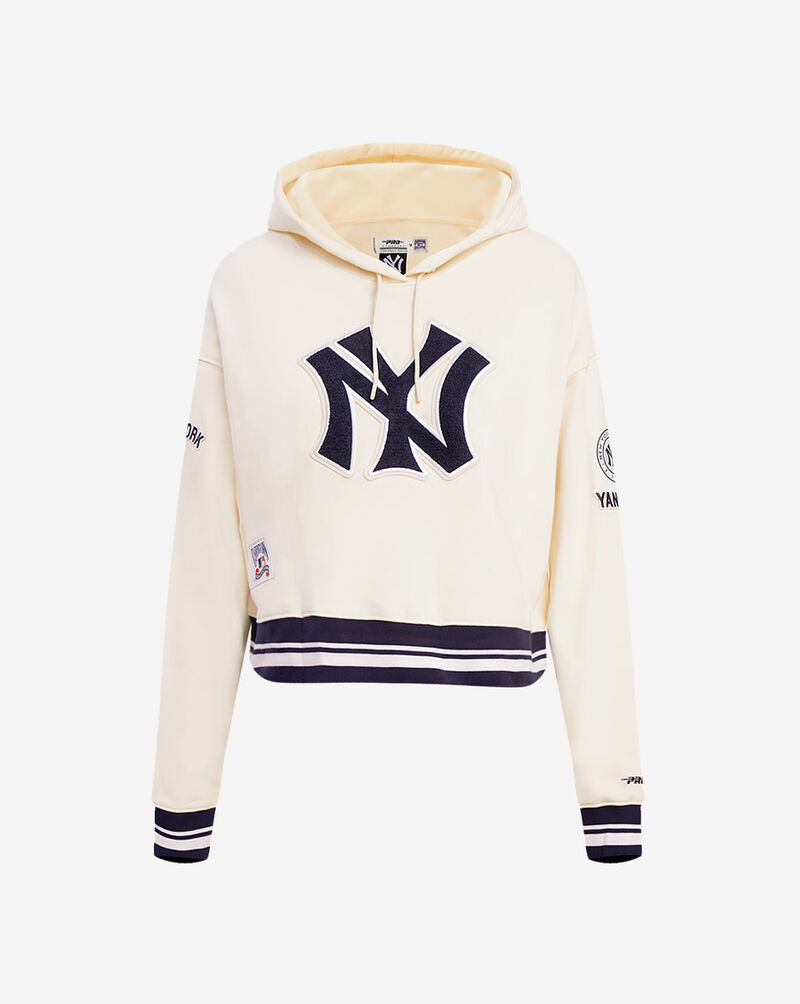 PRO STANDARD New York Yankees Retro Classic Fleece Cropped Pullover Hoodie LNYC35763-EMN cream 1