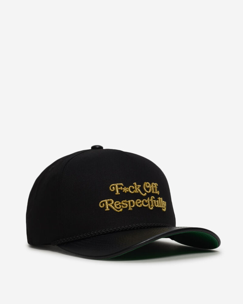 Field Grade Respectfully Twill Nappa Leather Trucker Hat 1005092 Black 1