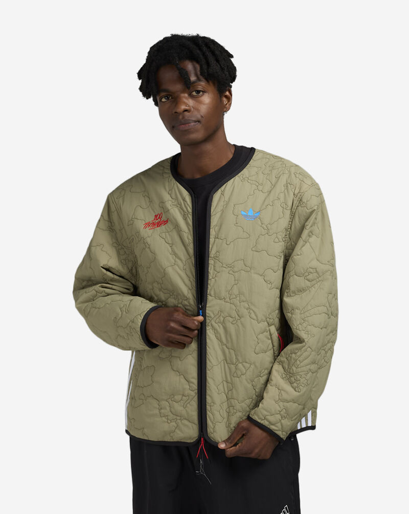 adidas adidas x 100 THIEVES All-Over Print Quilt Full-Zip Hoodie JM3257 Grey 1