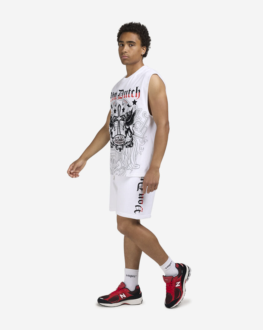 Z*Z様 KHOKI Sweat Lame shorts Shop Von Dutch Printed Cross Fleece Shorts 4VND3A5343-WHT white