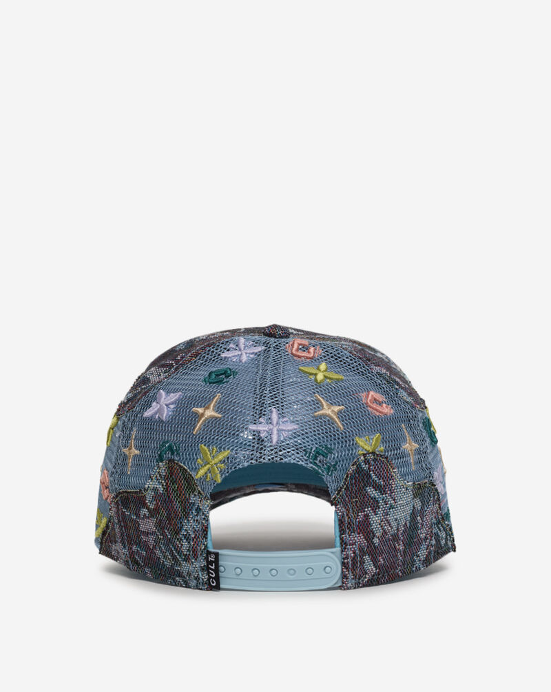 Cult of Individuality Repeat Tapestry Mesh Back Trucker Hat 625BS-CHS01A Blue 3