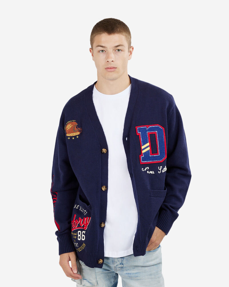 Decibel Varsity Cardigan Sweater SC212-NVY Blue 1