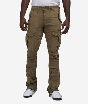Stacked Herringbone Twill Cargo Pants