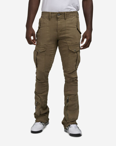 Stacked Herringbone Twill Cargo Pants