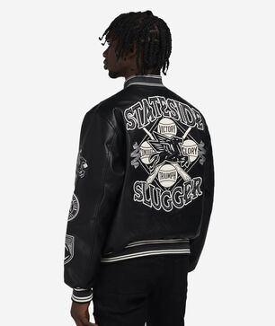 Pu Studded Patch Varsity Jacket